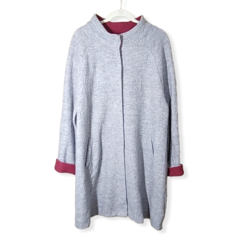Tahari Gray Wool Blend Coat Plus 1X